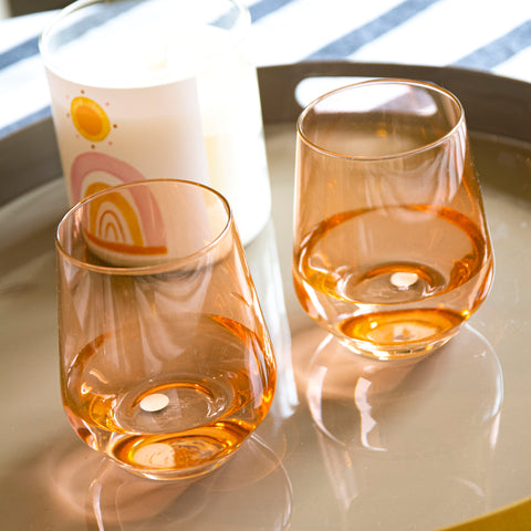 Stemless Wine Glasses by Estelle Coloured Glass