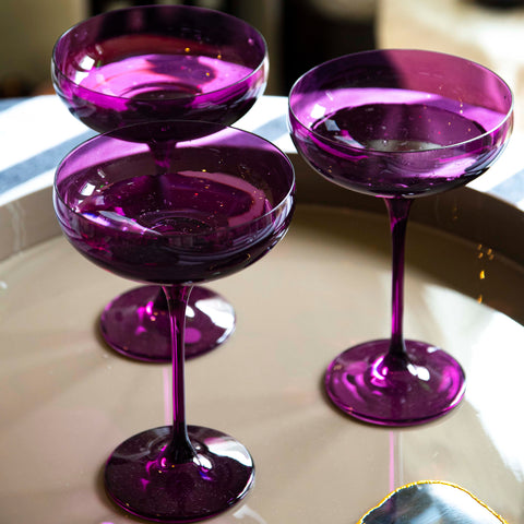 Champagne Coupes by Estelle Coloured Glass