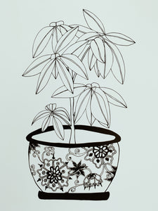 Floral Pot Plant by Botany Lane Prints - Sale