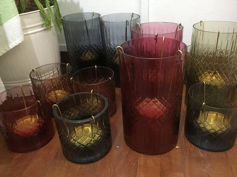 Shiva Designs Bespoke Hand Cut Blush Glass Vases /Candle Holders