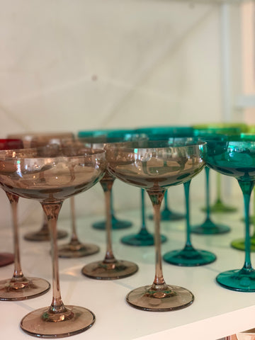 Champagne Coupes by Estelle Coloured Glass
